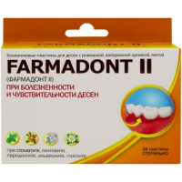 FARMADONT II, коллагеновые пластины для дёсен с ромашкой, валерианой, арникой, мятой