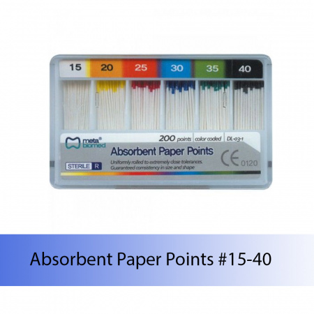 Absorbent Paper Points (конусность 0.2) Meta Biomed, Южная Корея