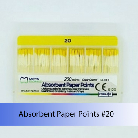 Absorbent Paper Points (конусность 0.2) Meta Biomed, Южная Корея