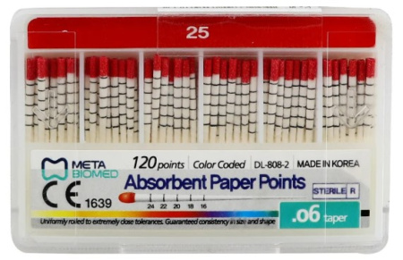 Absorbent Paper Points (конусность 0.6) Meta Biomed, Южная Корея